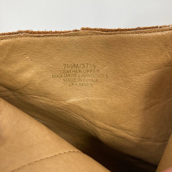 Lucky Brand Boots Womens Sz 7.5 Linnea Tan Suede Leather Gold Studded Heel Ankle - Picture 7 of 11